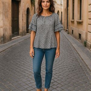 Max Studio Monochrome Patterned Blouse